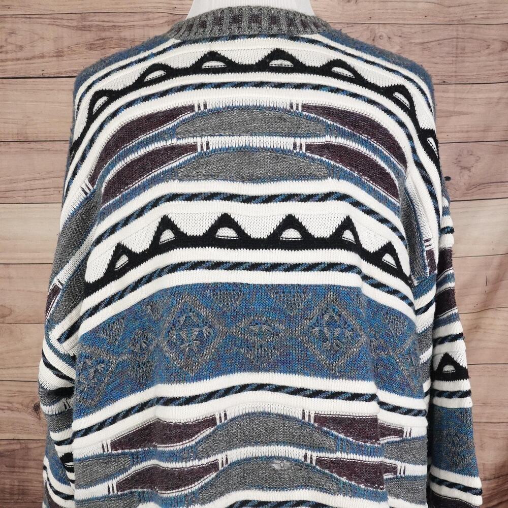 VINTAGE Abstract Geometric Sweater 3XT Pullover USA 90s Coogie style‎ biggie